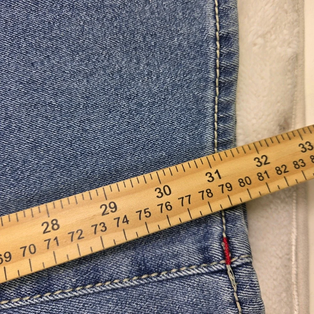 True Religion Ricky Straight Leg Blue Jeans Red Horseshoe Flap Pocket Mens 40